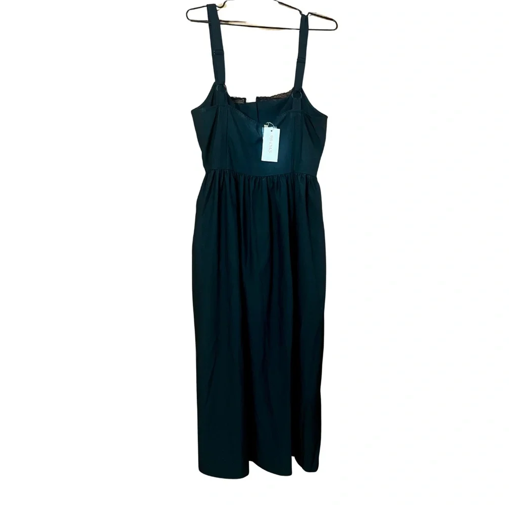 Rihoas Black Square Neck Lace Cami Midi Dress - Picture 3 of 3